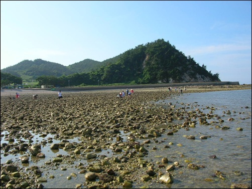 송이도, 소나무가 많고 겹쳐진 골짜기의 모습이 소 귀를 닮았다고 해서 붙여진 이름이다. 물이 빠진 해수욕장은 작은 돌멩이가 잔뜩 깔려있다.   오전에는 해수욕을 하고 오후엔 소라, 게, 고동 등을 잡을 수 있다. 